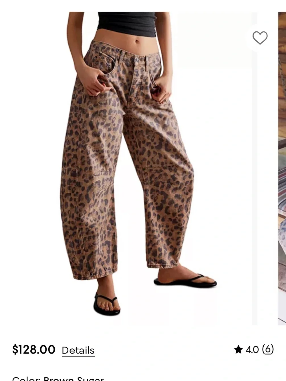 Free People We The Free Good Luck Leopard Barrel Leg Jeans in Brown Sugar